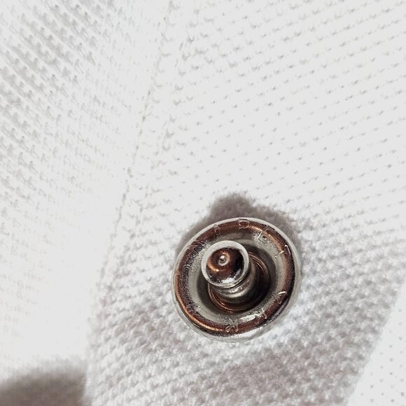 White Cotton Blend Polo Shirt 97% Cotton 3% Elastane Made In Turkey Button Detai - Picture 7 of 14